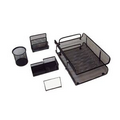 5 Piece Black Mesh Desk Set